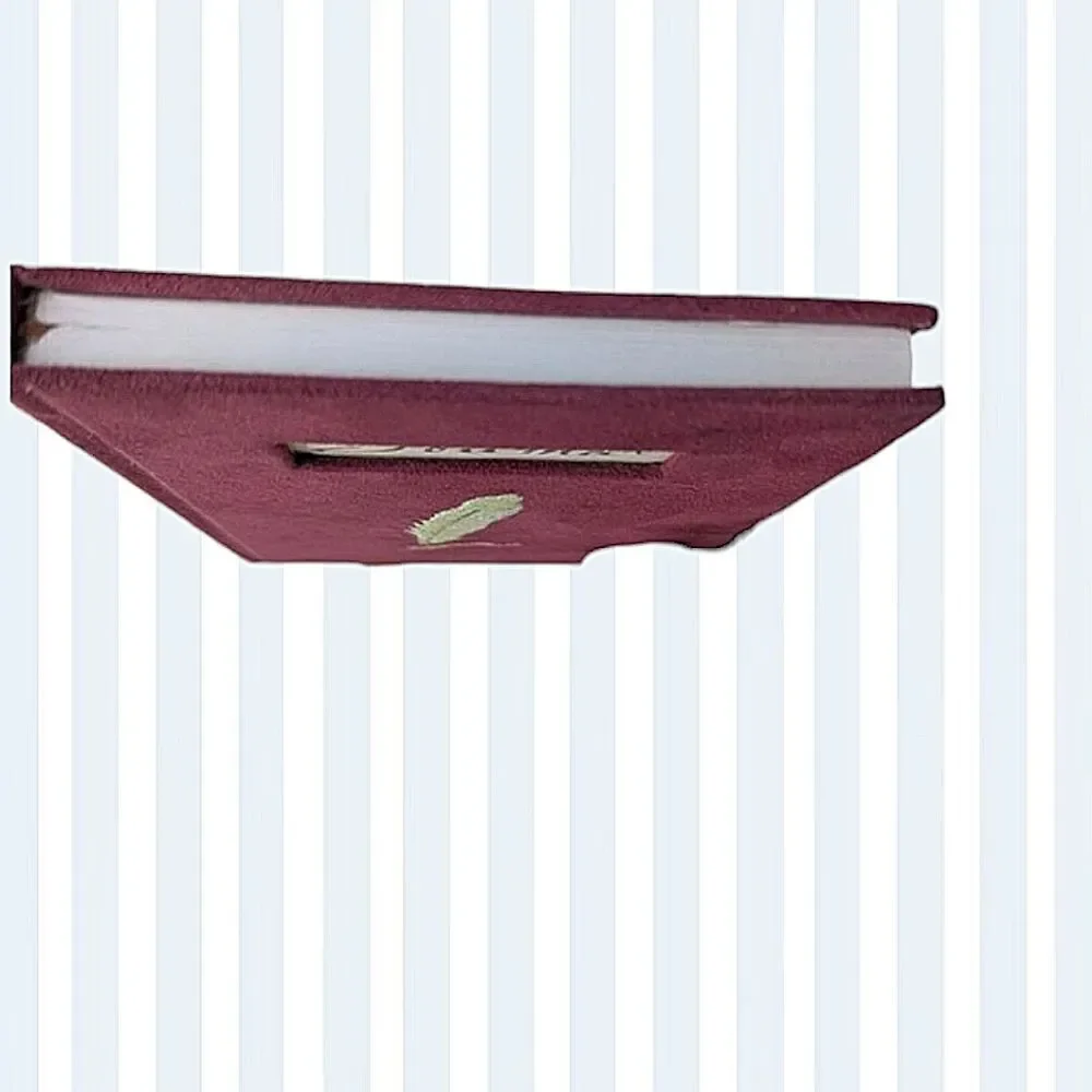Burgundy Velvet Covered Embroidered Lined Journal With Ribbon Bookmark